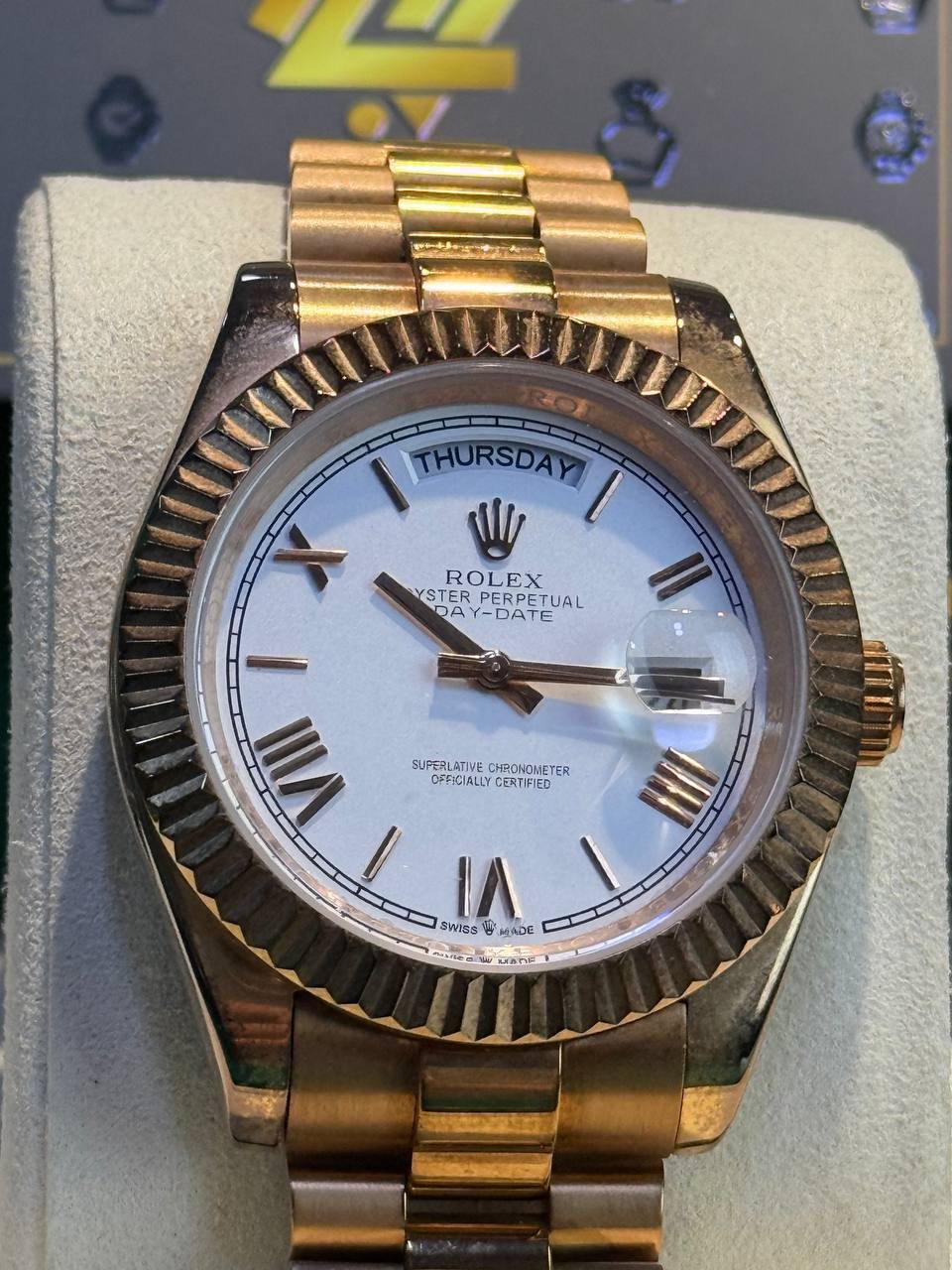 ROLEX DAY DATE IN GOLD CASE WITH MATCHING PRESIDENT STYLE BRACELET - Image 3