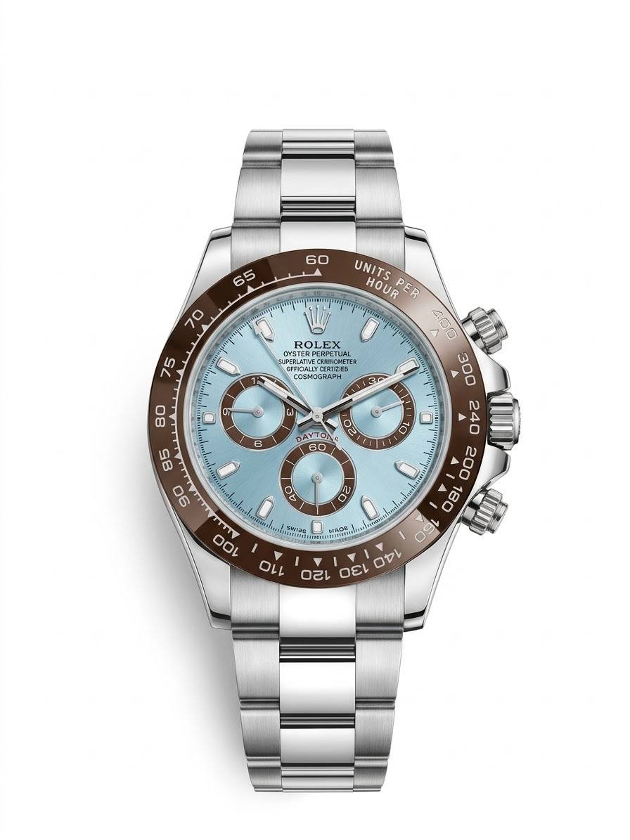 ROLEX DAYTONA ICE BLUE WITH A CHESTNUT BROWN